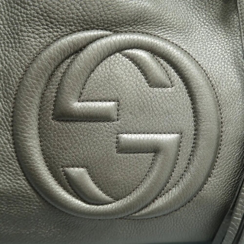 100% Authentic GUCCI Soho Grey Leather Shoulder Bag 533-11424 - Picture 8 of 12